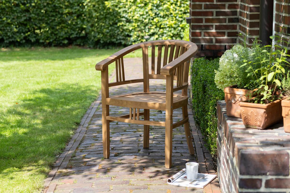 Garten-Relaxsessel Woodie Teak massiv - Teakfarben, Design, Holz (60/83/49cm) - Gardenson