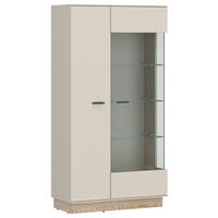 Vitrină MEOLO - cașmir/culoare lemn stejar, Modern, sticlă/material pe bază de lemn (75/150/40cm) - Modern Living