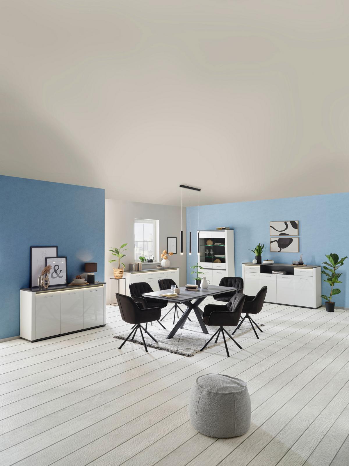 Comodă înaltă Alassio - alb/grafit, Modern, material pe bază de lemn (203,6/104/40,5cm) - Mömax