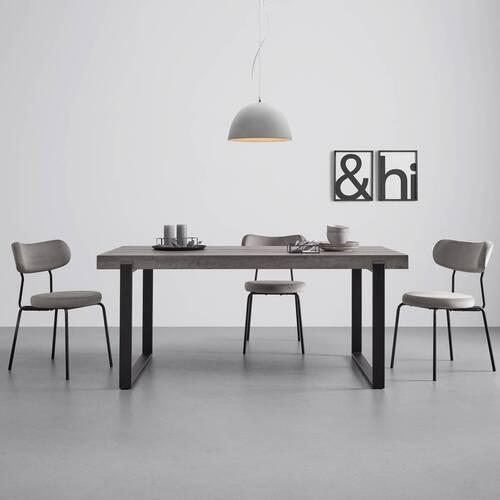 Esstisch Mila Eichefarben MDF ca. 180x90 cm - Eichefarben/Schwarz, MODERN, Metall (180/90/76cm) - Bessagi Home