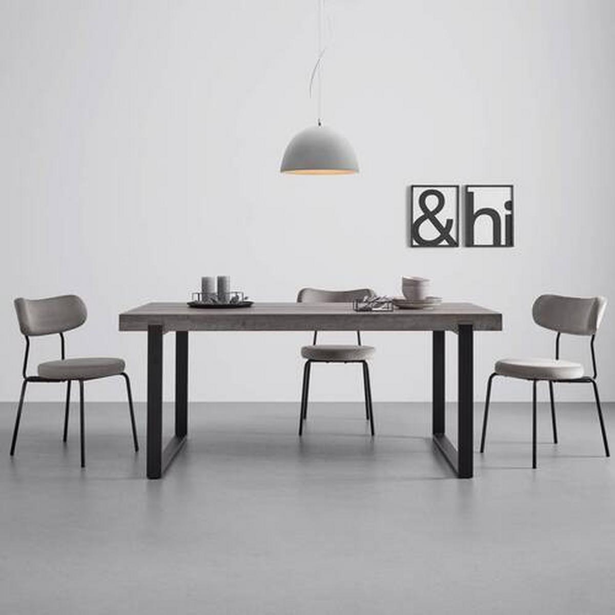 STÓŁ DO JADALNI MILA - kolor dębowy/czarny, Modern, metal (180/90/76cm) - Bessagi Home