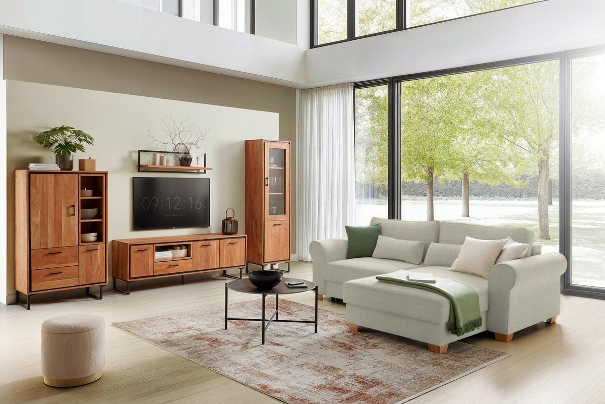 Wohnlandschaft Angelo Hellgrau - Taupe, Modern, Holz/Holzwerkstoff (255/185cm) - Mömax