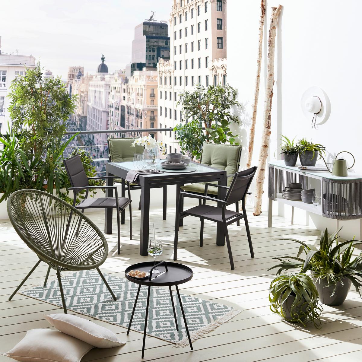 Gartentisch Atlanta 1 in Anthrazit ca.70-140x75x70cm - Anthrazit/Weiß, MODERN, Glas/Metall (70-140/75/70cm) - Mömax