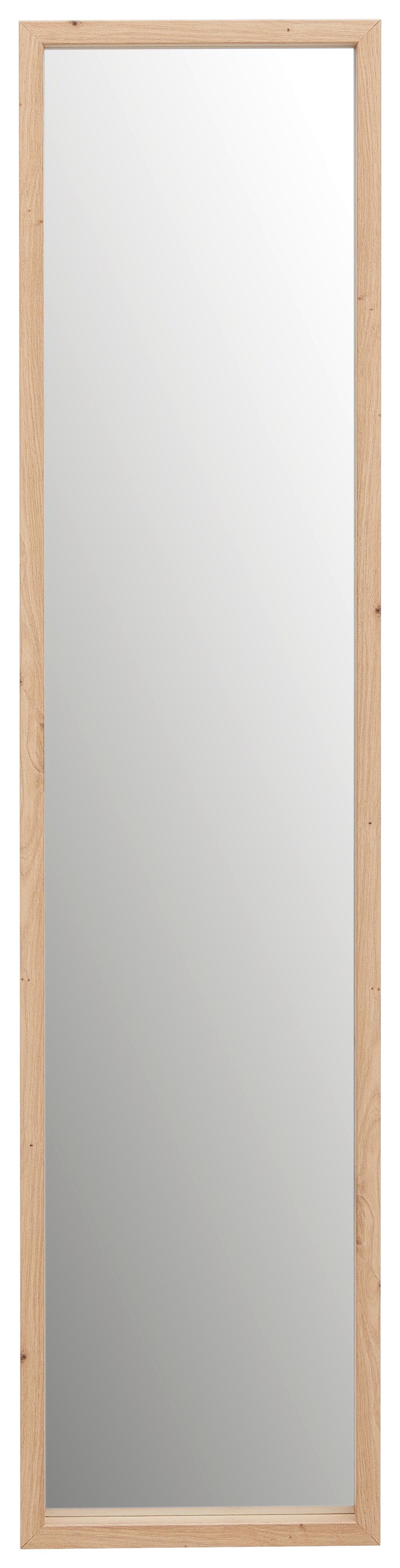 LUSTRO ŚCIENNE VIKTOR II - kolor dębowy, Design, materiał drewnopochodny/szkło (33/138/4cm)