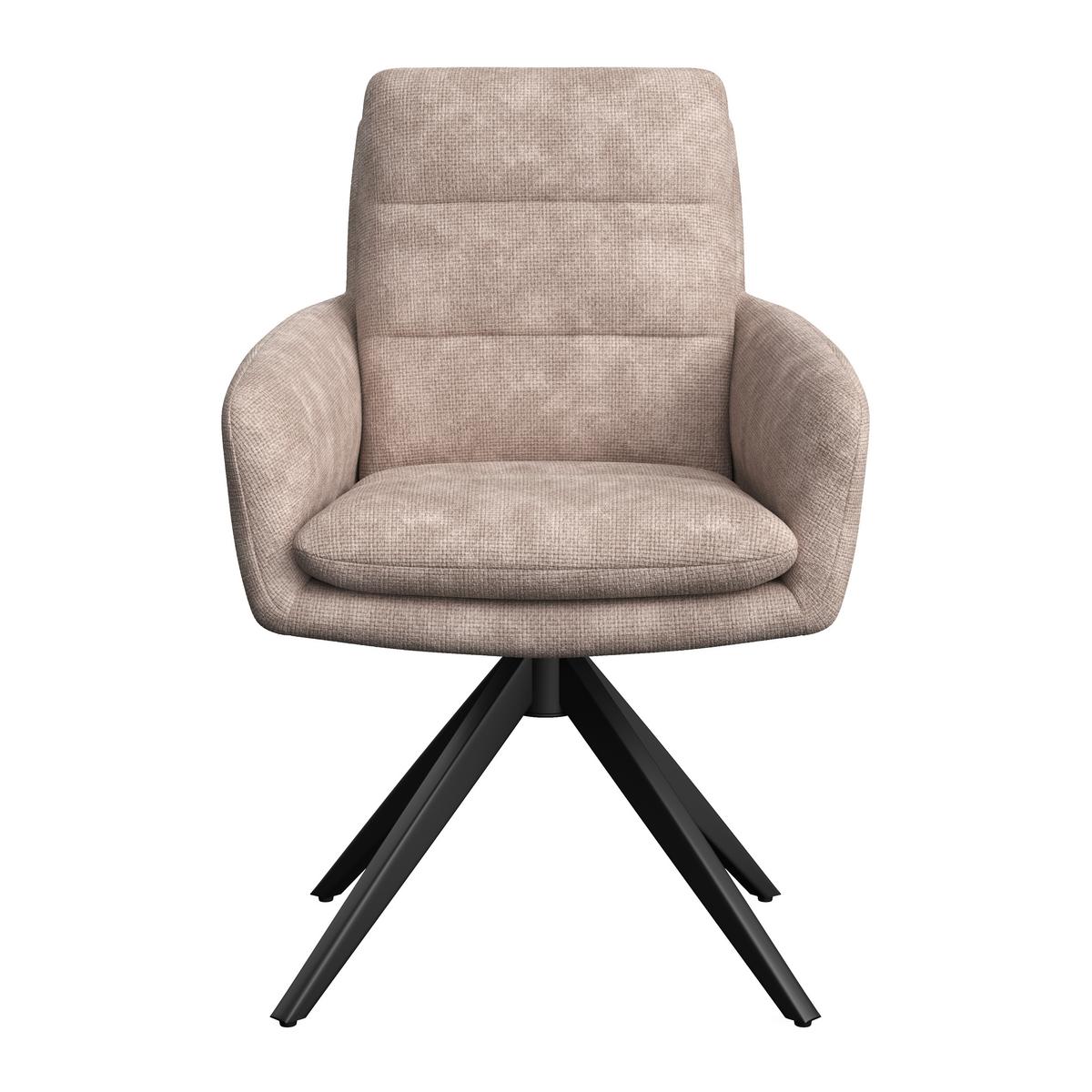 Armlehnstuhl Laurin Taupe Webstoff Drehbar Gepolstert - Taupe/Schwarz, MODERN, Holz/Textil (59/93/63cm) - Bessagi Home