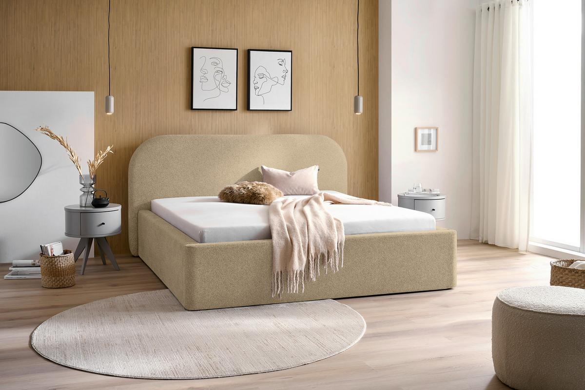 Tapecirani Krevet Bilbao Storage - crna/sivo-bež, Design, drvo/tekstil (160/200cm) - Based