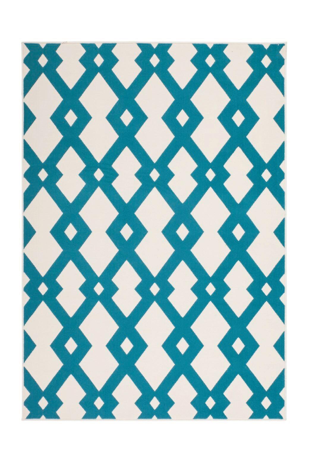 Flachwebeteppich Now! 125 Elfenbein/tür 160x230 - Türkis/Beige, Basics, Textil (160/230cm) - Kayoom