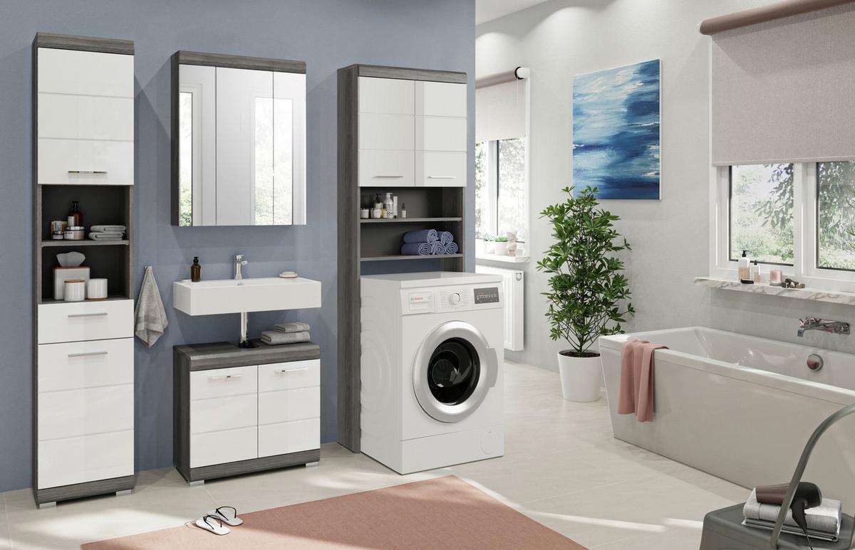 Badezimmer Scout 4-tlg. ca. 160 cm Anthrazit/Weiß - Weiß Hochglanz, MODERN, Holzwerkstoff/Kunststoff (160cm) - MID.YOU