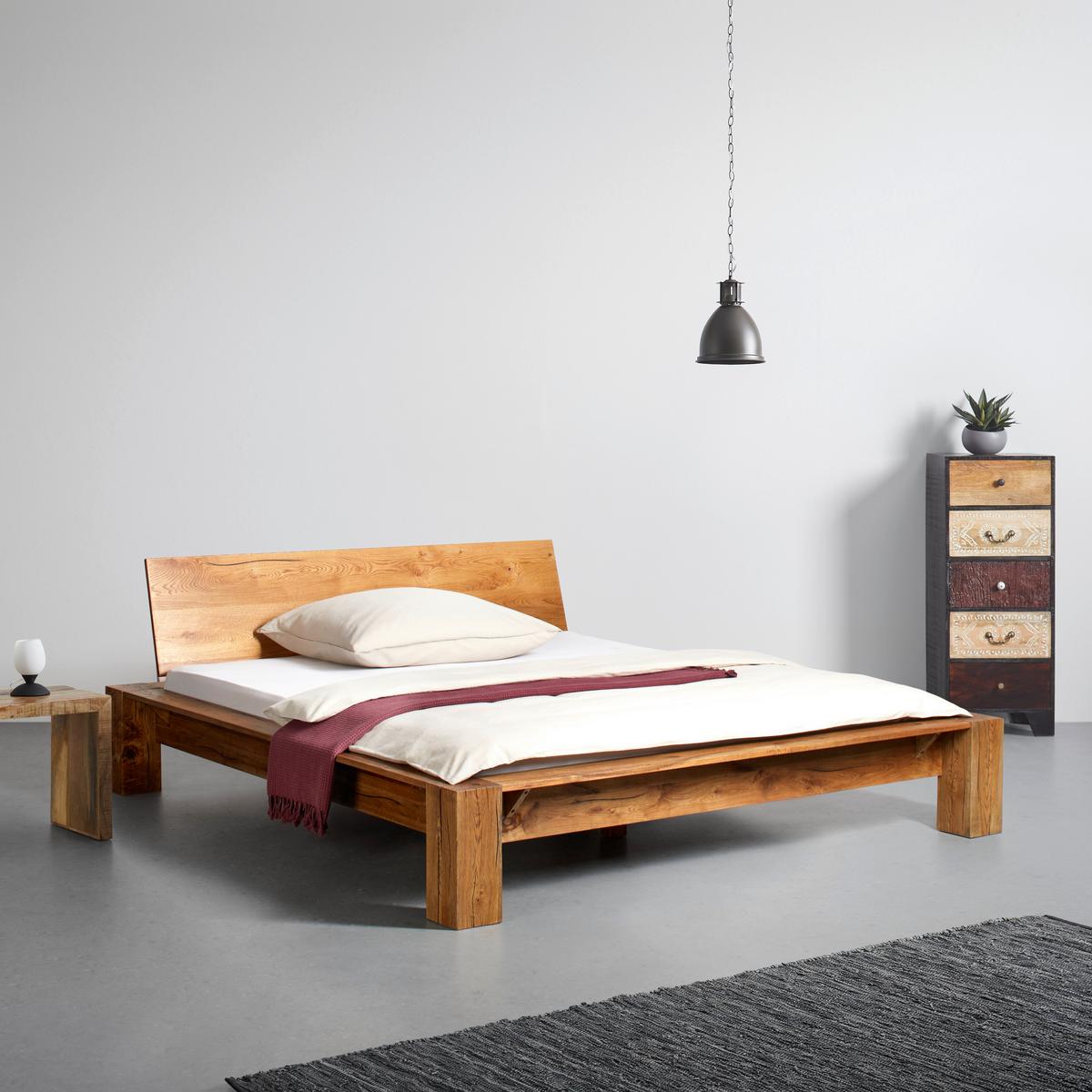Bett aus Massiv Holz ca. 180x200 - Eichefarben, Lifestyle, Holz (180/200cm) - Zandiara