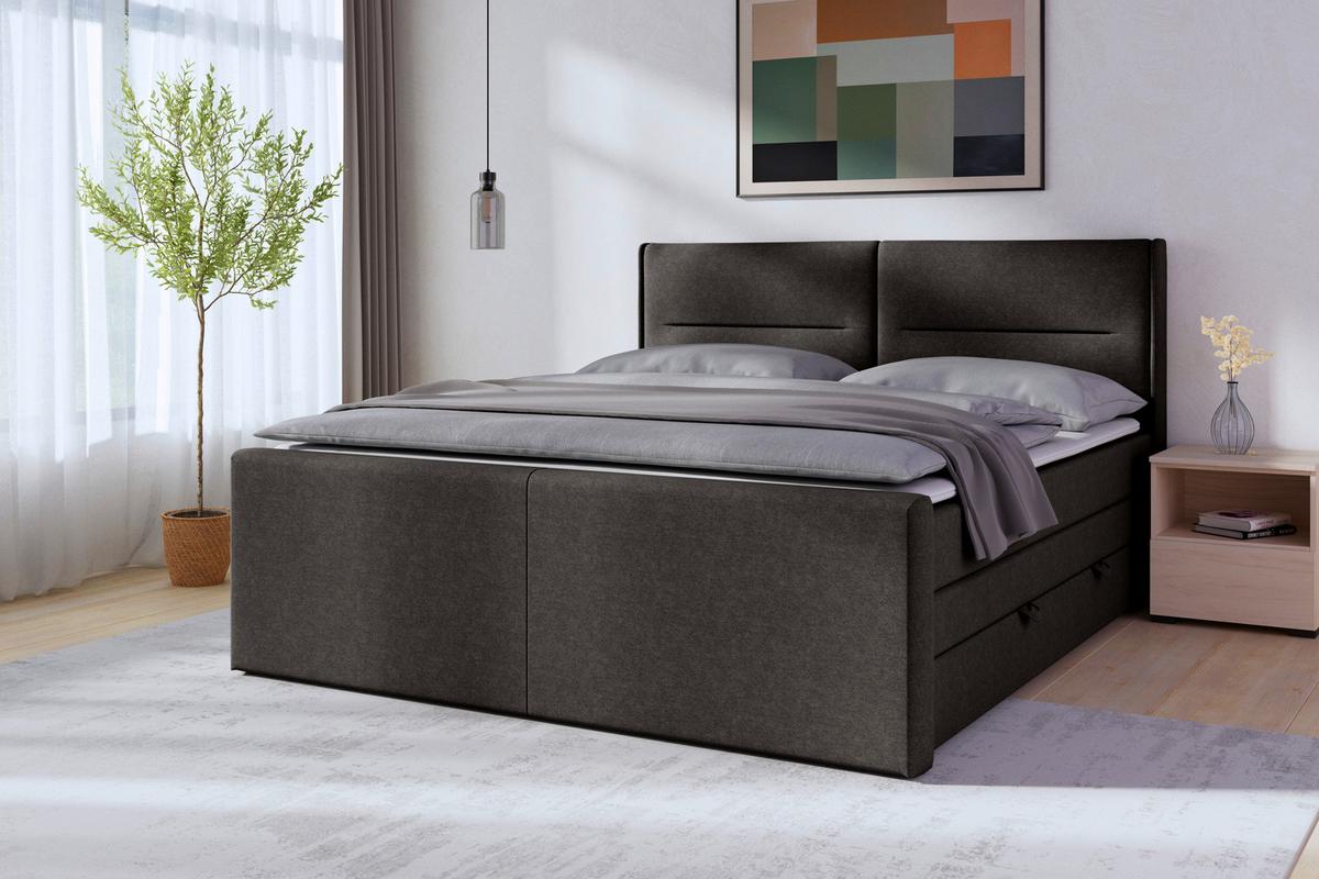 Boxspringbett Kyoto ca. 180x200 cm - Anthrazit, MODERN, Holz/Kunststoff (180/200cm) - MID.YOU