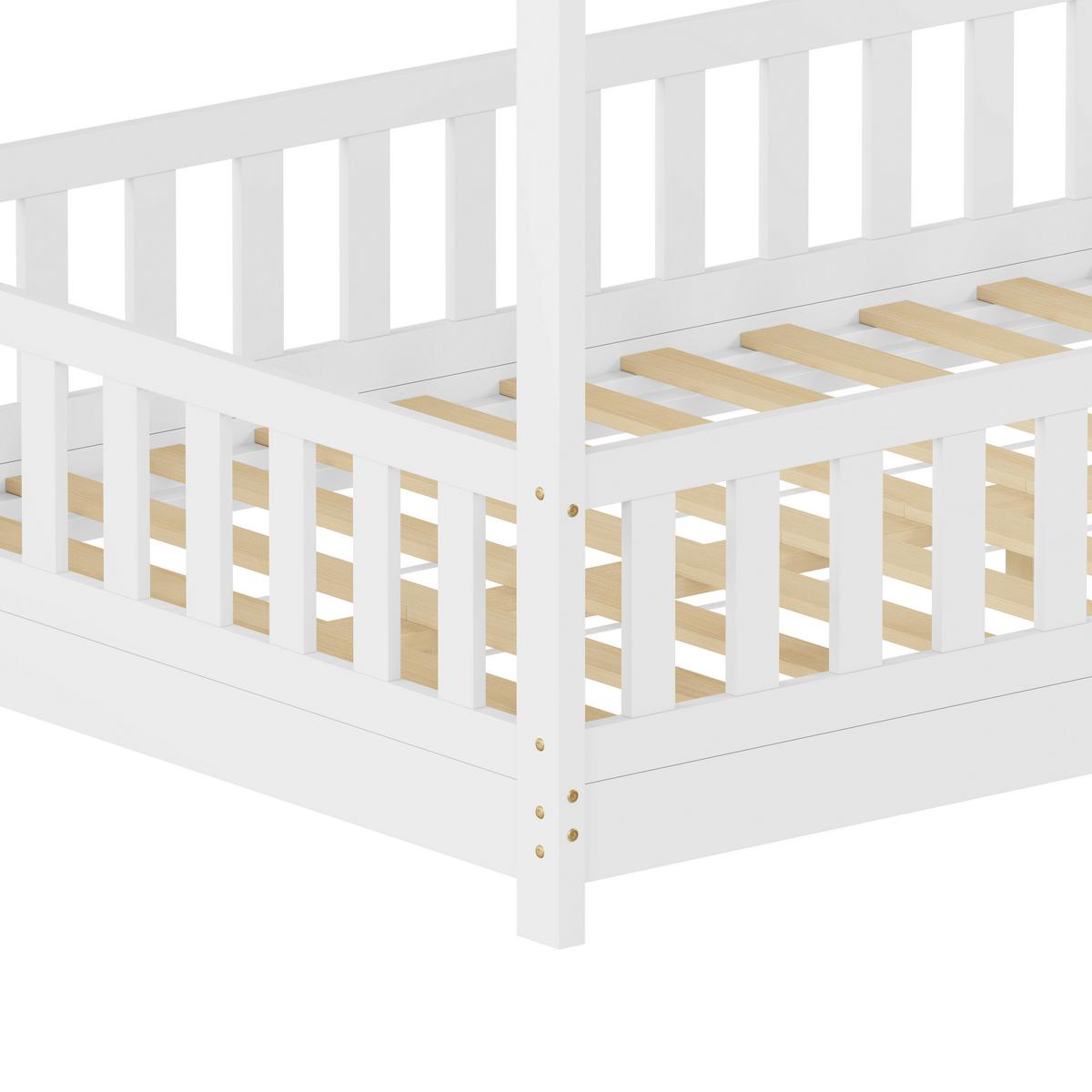 Bodenbett Kids - Weiss/Naturfarben, Konventionell, Holz (120/200cm) - Mömax