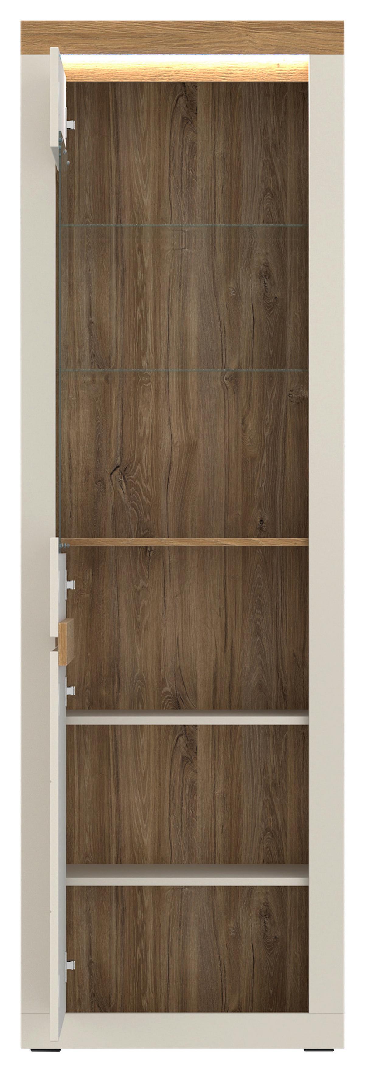 Vitrina Naxxar - kašmir/boje hrasta, Trend, staklo/drvni materijal (64,2/204,7/39,6cm) - Modern Living