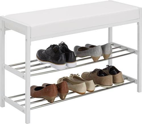 Garderobna Klop Ellie, Bela, Videz Usnja, Barva Kroma - barve kroma/bela, Moderno, kovina/tekstil (80/52/30cm) - Mömax