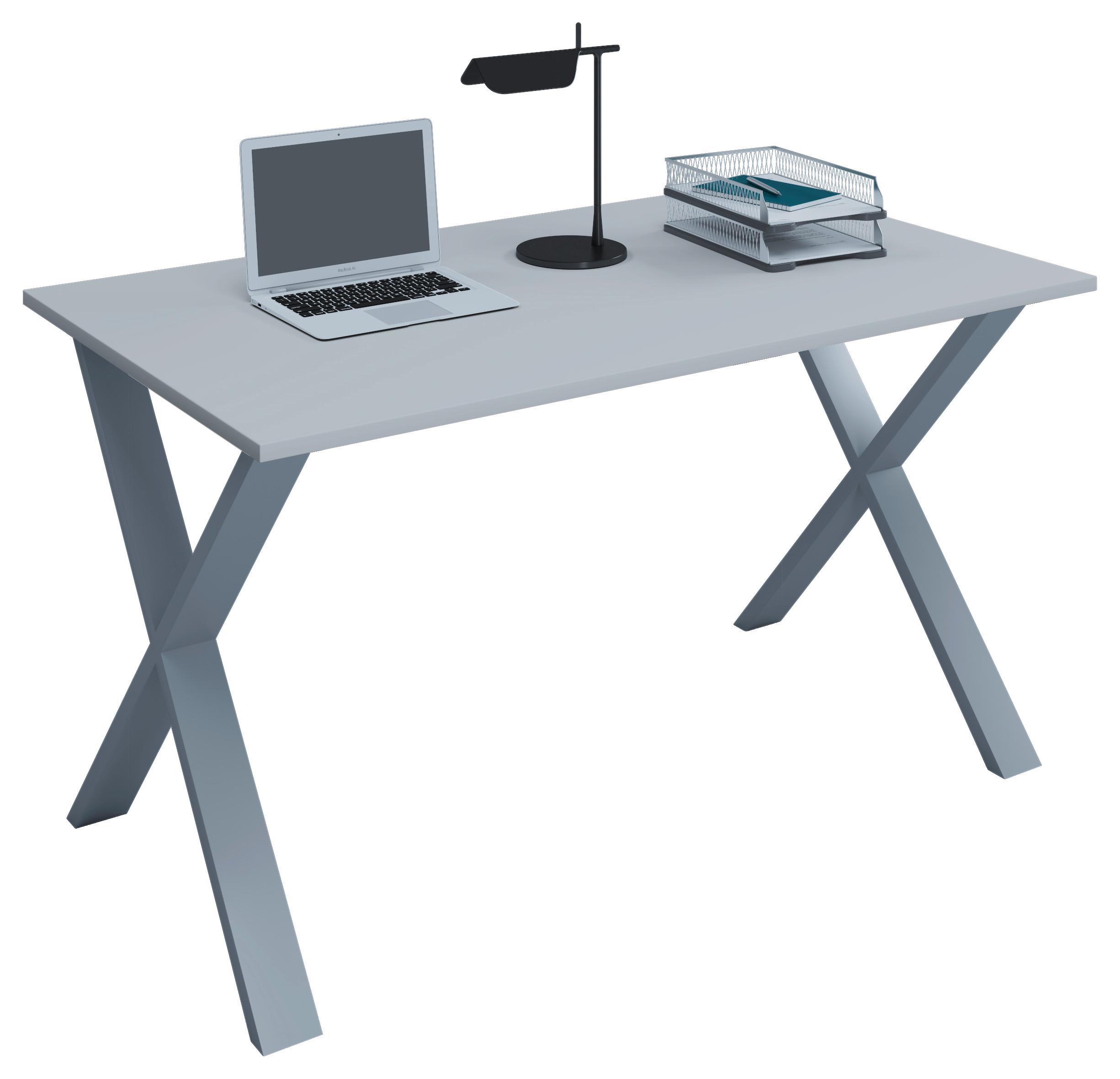Schreibtisch Lona Grau/Silberfarben - Silberfarben/Grau, MODERN, Holzwerkstoff/Metall (140/80/76cm) - MID.YOU
