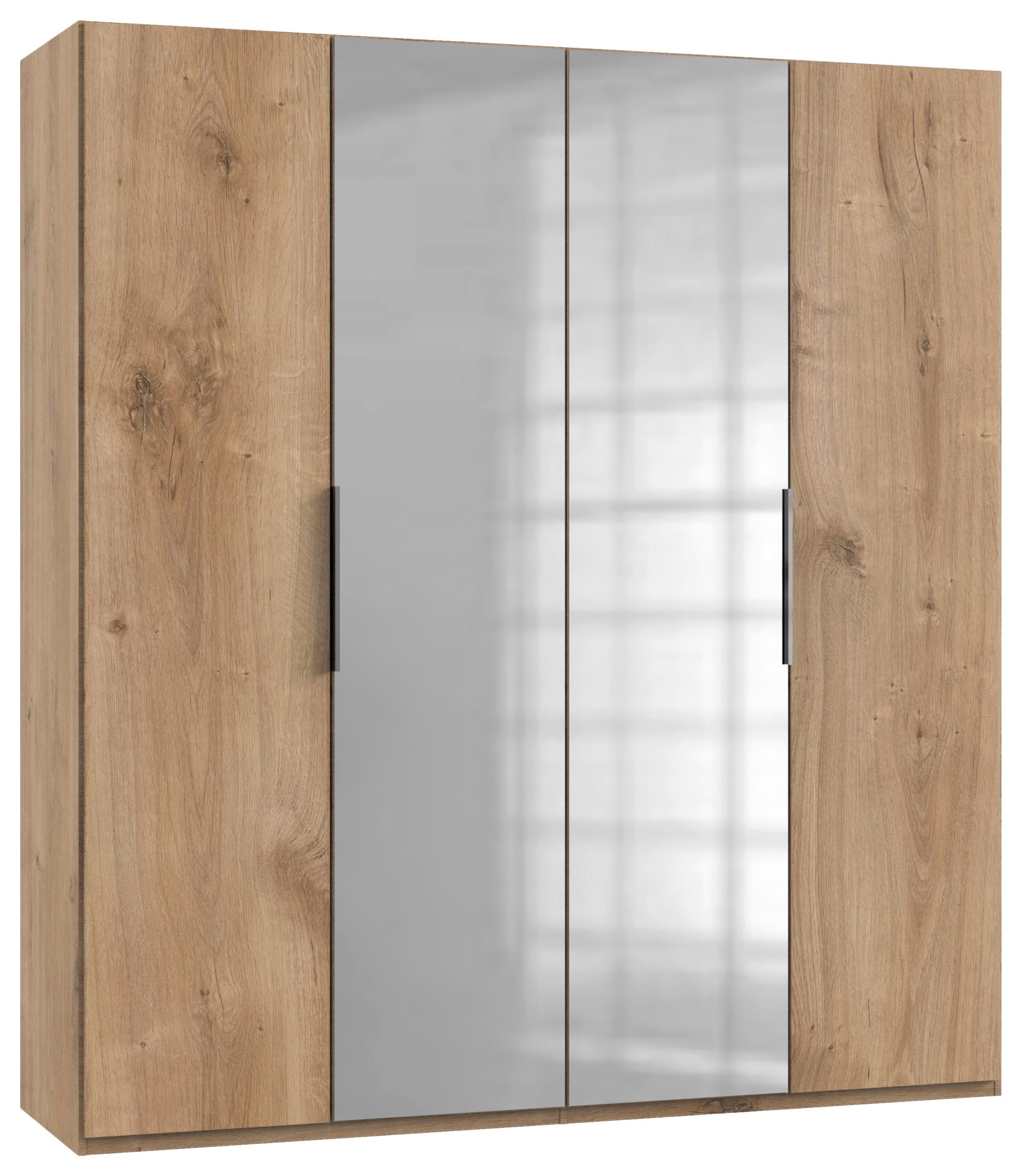 Drehtürenschrank Level 36A mit Spiegel ca. 200 cm Eiche Dekor - Chromfarben/Eichefarben, MODERN, Holzwerkstoff (200/216/58cm) - MID.YOU