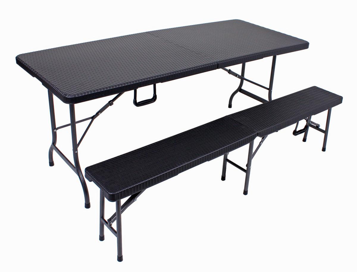 Gartengarnitur 3-tlg. Metall/ Kunststoff Schwarz - Schwarz, Basics, Kunststoff/Metall (180/75/73cm) - Gardenson