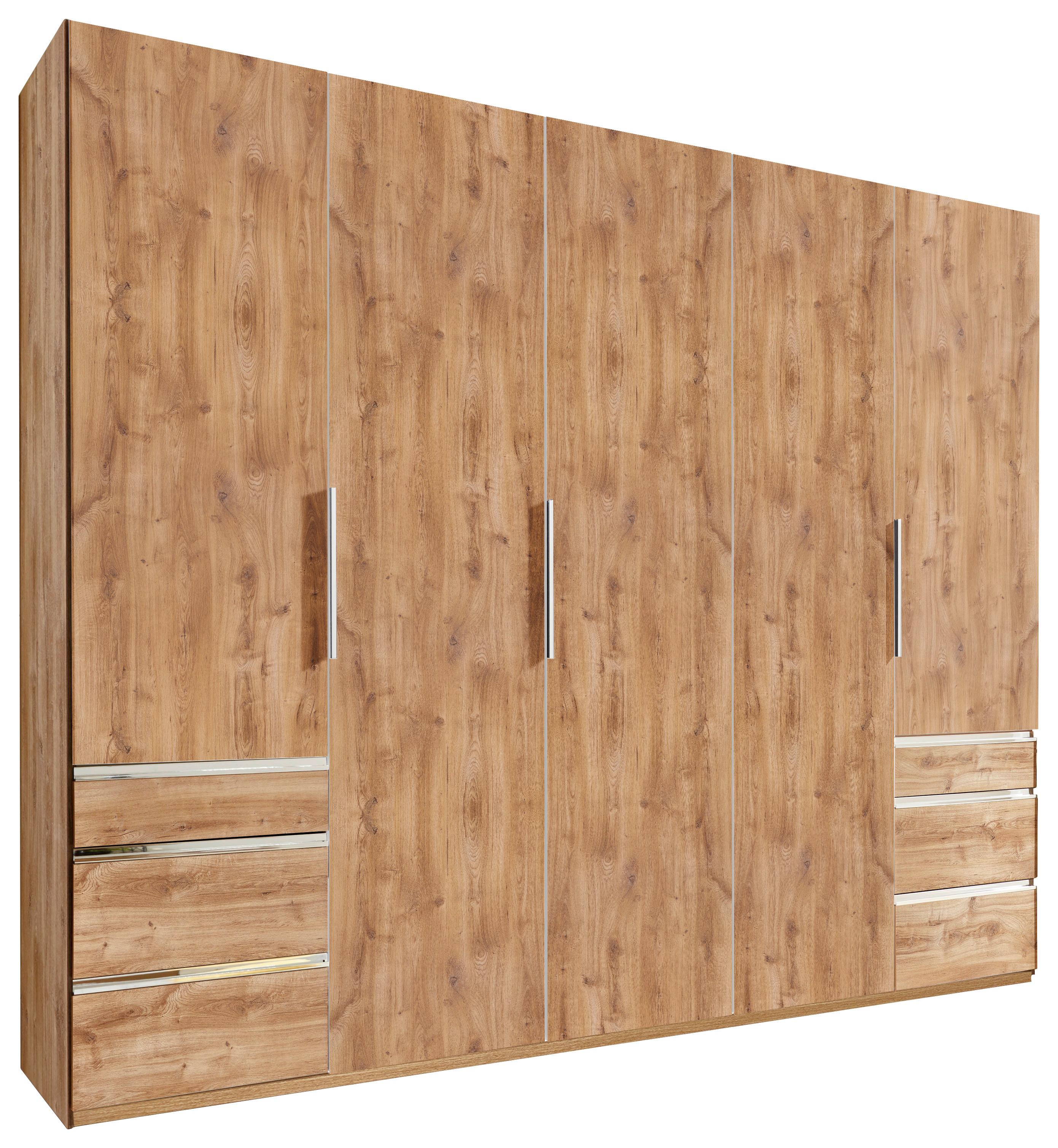 Drehtürenschrank Level 36A ca. 250x216x58 cm Eiche Dekor - Chromfarben/Eichefarben, MODERN, Holzwerkstoff/Kunststoff (250/216/58cm) - MID.YOU