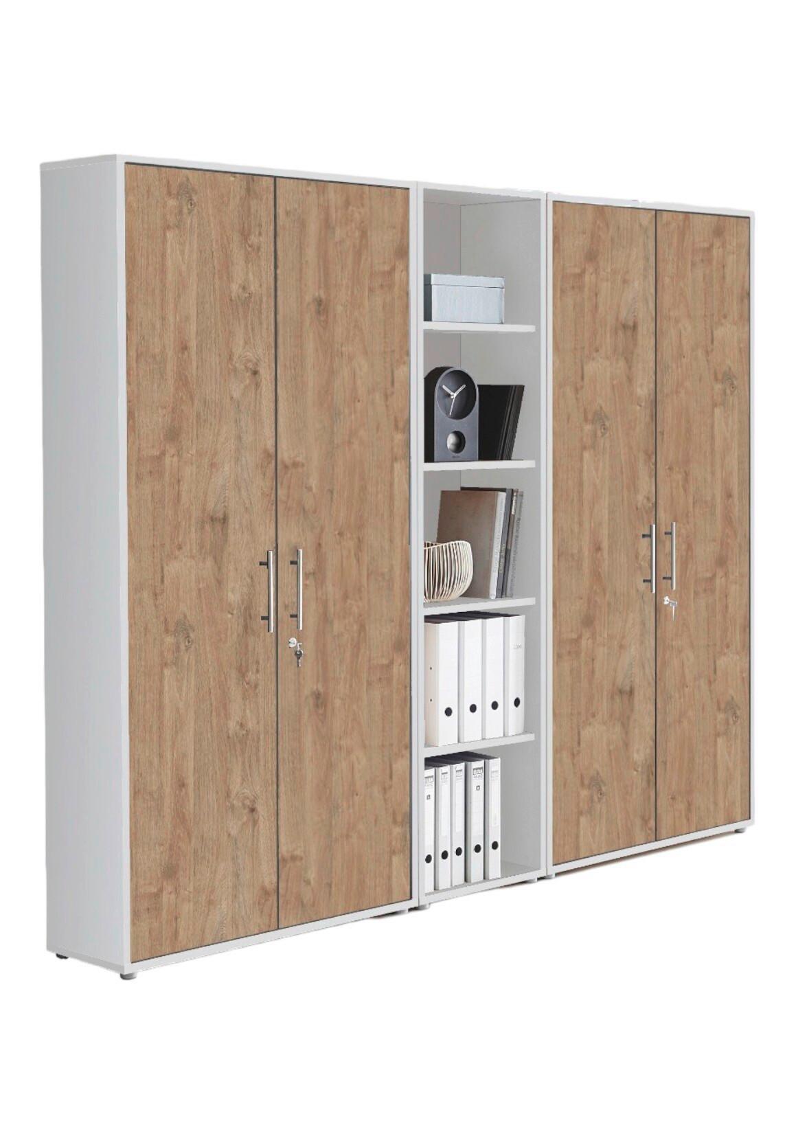 Aktenschrank Office Edition Sw Set 10 Weiß/Eichefarben - Eichefarben/Weiß, MODERN, Holzwerkstoff (212,9/185,6/33cm) - MID.YOU