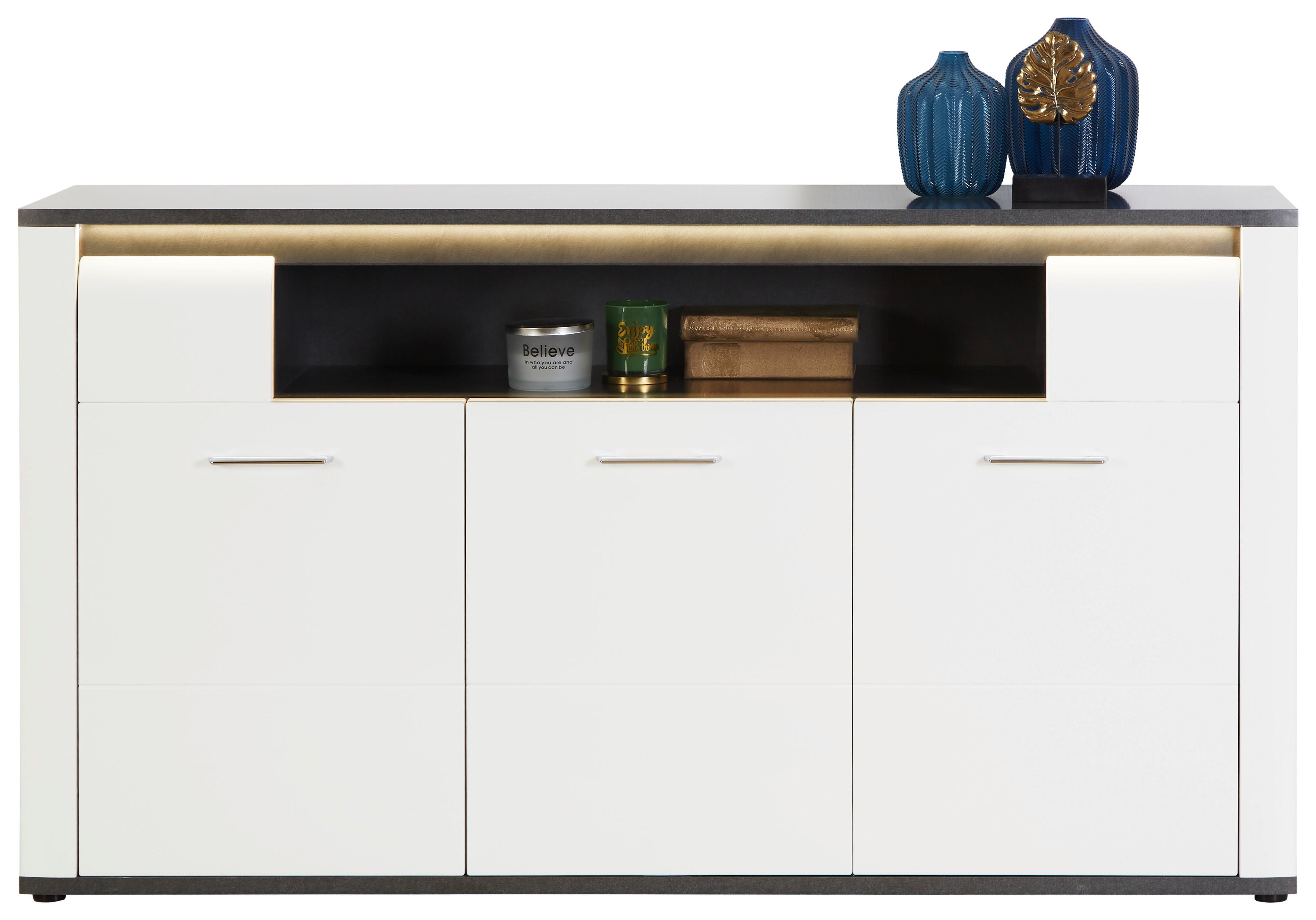 Komoda Alassio - barve kroma/črna, Moderno, kovina/umetna masa (156,3/86,2/40,5cm) - Premium Living