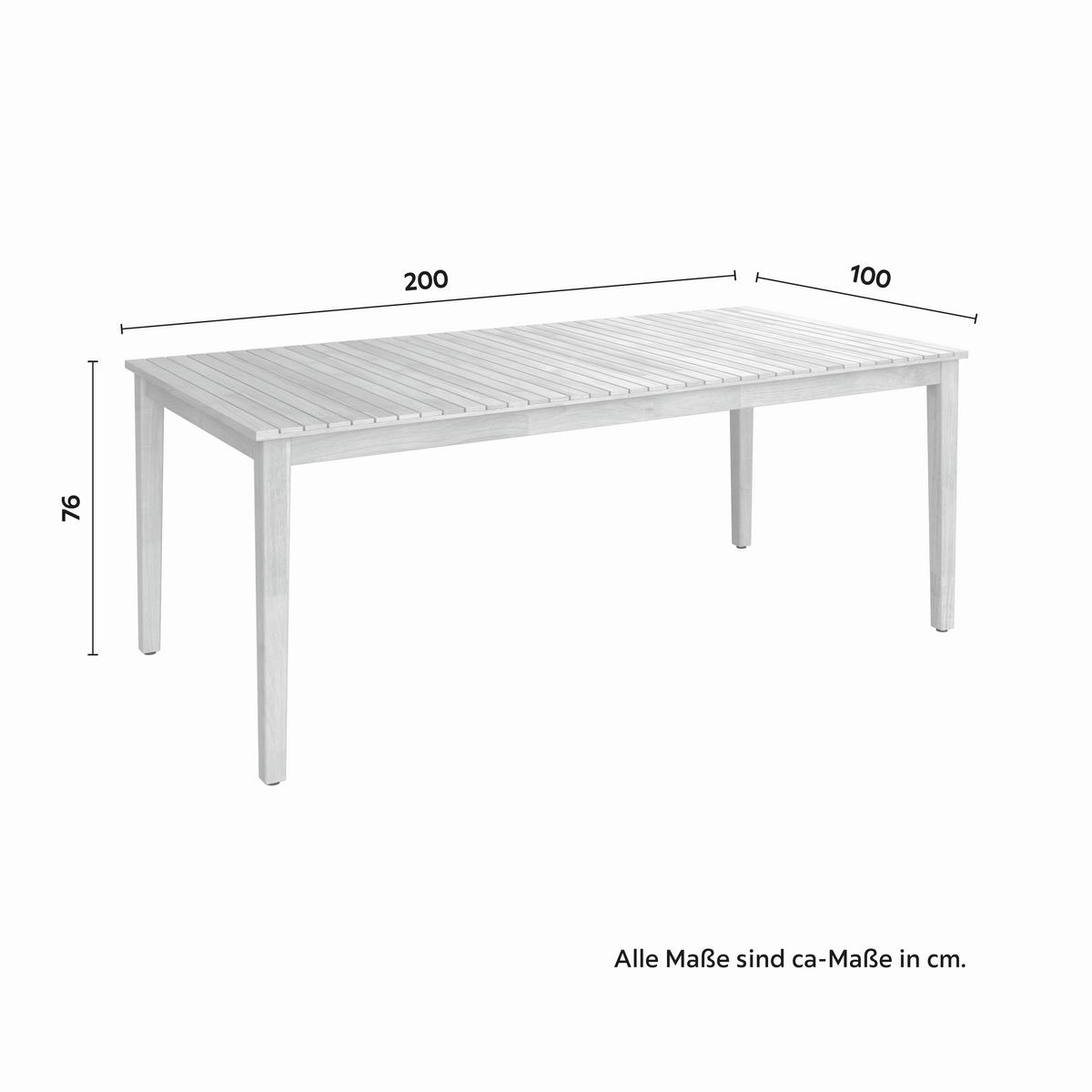 Gartentisch Ella aus Akazie ca. 100x76x200cm - Akaziefarben, Natur, Holz (200/76/100cm) - Mömax