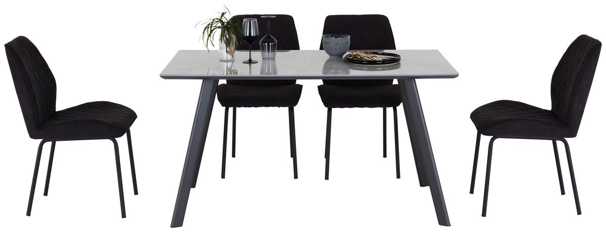 Jedilna Miza George, Črna, Siva, 140x80 - siva/črna, Konvencionalno, kovina/leseni material (140/76/80cm) - Mömax