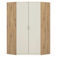 Drehtürenschrank Celle-Super Weiß/Eiche Artisan - Alufarben/Eiche Artisan, KONVENTIONELL, Holzwerkstoff/Kunststoff (117/197/117cm) - Mömax