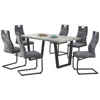 Set cu masa si scaune MELBOURNE - negru/gri, Modern, metal/textil (160/75/90cm) - Based