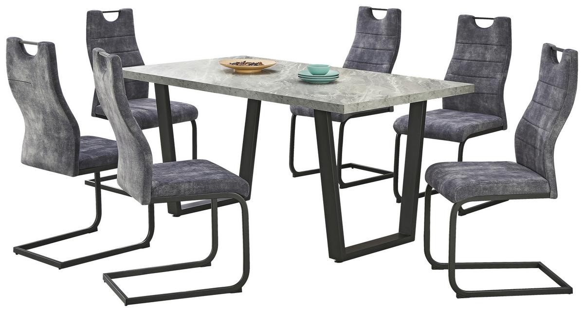 Set cu masa si scaune MELBOURNE - negru/gri, Modern, metal/textil (160/75/90cm) - Based