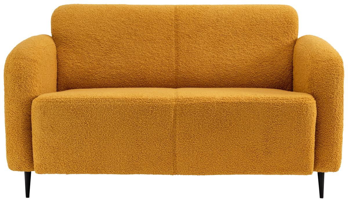2-Sitzer-Sofa Marone Gelb Teddystoff - Gelb/Schwarz, MODERN, Textil/Metall (140/76/90cm) - Livetastic