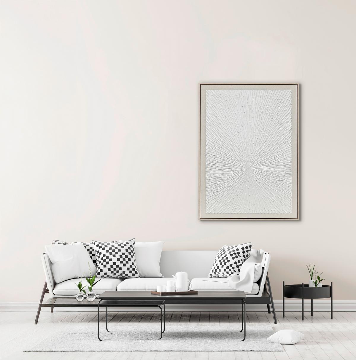 Leinwandbild Ikem Weiss ca. 103x143cm - Weiss/Naturfarben, Modern, Holz/Kunststoff (103/143cm) - Mömax