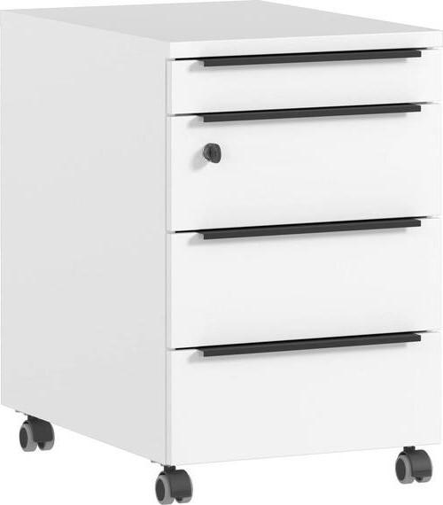 Rollcontainer Ribera Weiß - Schwarz/Weiß, MODERN, Holzwerkstoff/Kunststoff (42/63/60cm) - Premium Living