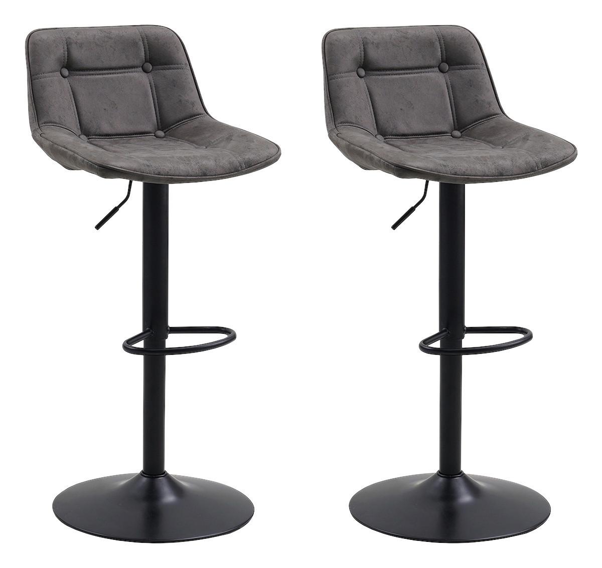 Barhocker-Set Ezra ca. 49x87 cm 2er-Set Anthrazit - Anthrazit/Schwarz, LIFESTYLE, Textil/Metall (49/87/43cm) - MID.YOU