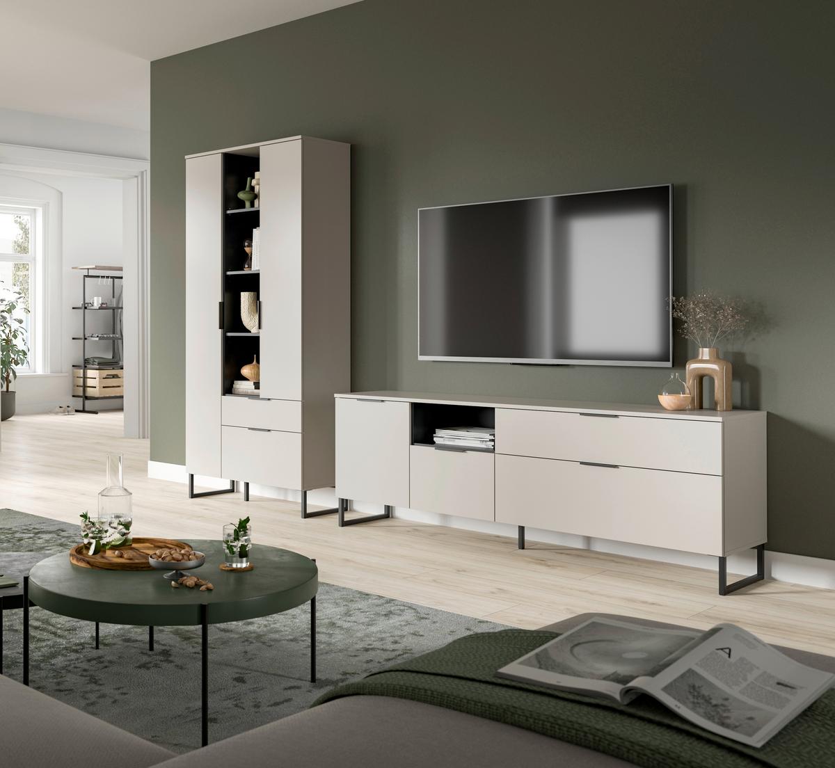 Dnevni Regal Noida, Kašmir, Črna, 2-Delni - kašmir/črna, Design, kovina/leseni material (290/192/41cm) - Livetastic