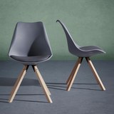 STUHL in Grau 'Ricky' - Grau, MODERN, Holz/Kunststoff (48/85/55cm) - Bessagi Home