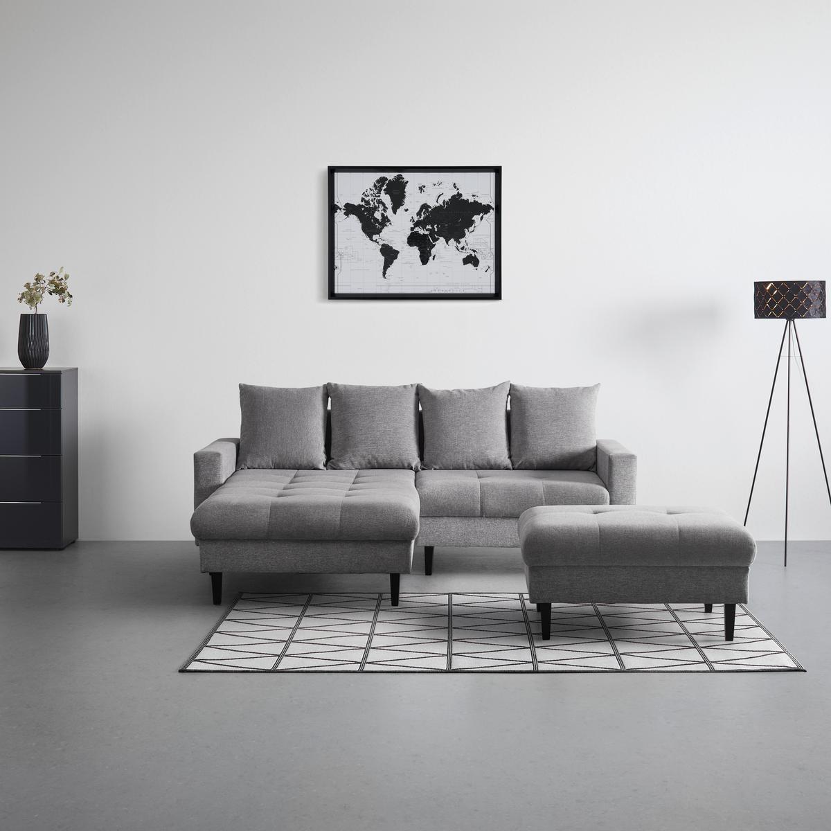 Ecksofa in Grau - Schwarz/Grau, Konventionell, Holz/Textil (215/92/160cm) - Based