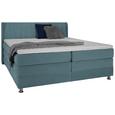 Boxspringbett in Blau/Grün ca. 180x200cm - Blau/Chromfarben, KONVENTIONELL, Kunststoff/Textil (180/200cm) - Premium Living Boxspringbett in Blau/Grün ca. 180x200cm - Blau/Chromfarben, KONVENTIONELL, Kunststoff/Textil (180/200cm) - Premium Living