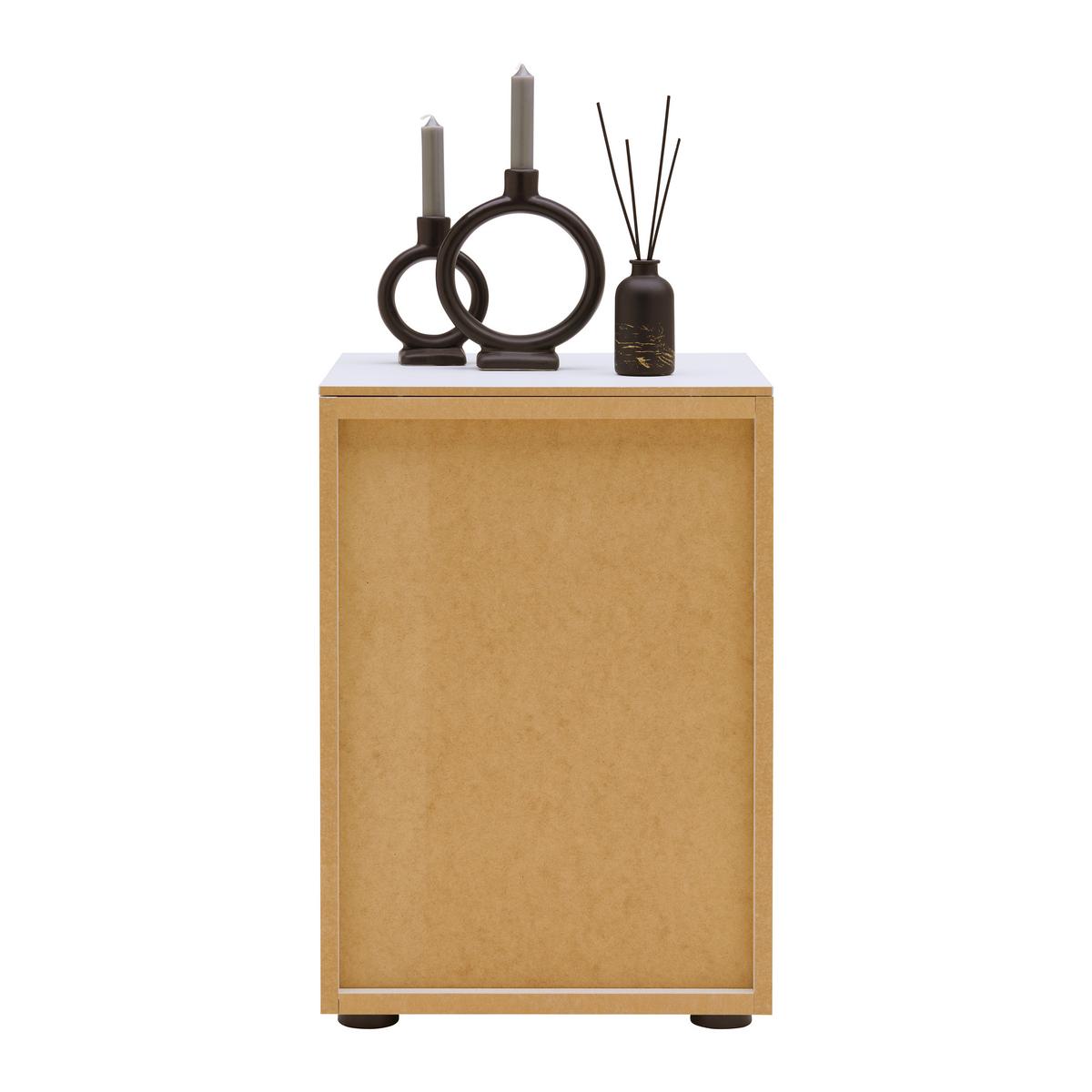 Nachtkästchen Sonate in Grau - Chromfarben/Schwarz, Glas/Holzwerkstoff (40/58/40cm) - Premium Living