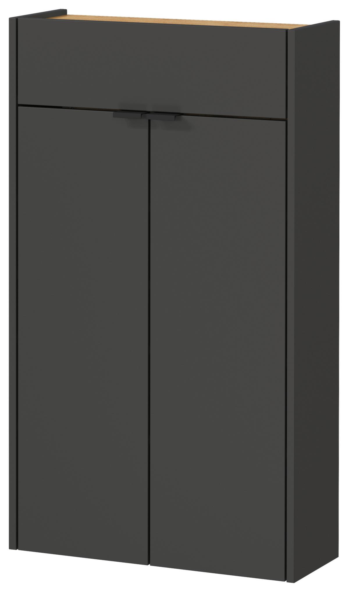 SZAFKA NA BUTY GW-AMECA - kolor dębowy/czarny, Design, materiał drewnopochodny/tworzywo sztuczne (56/97/22cm)