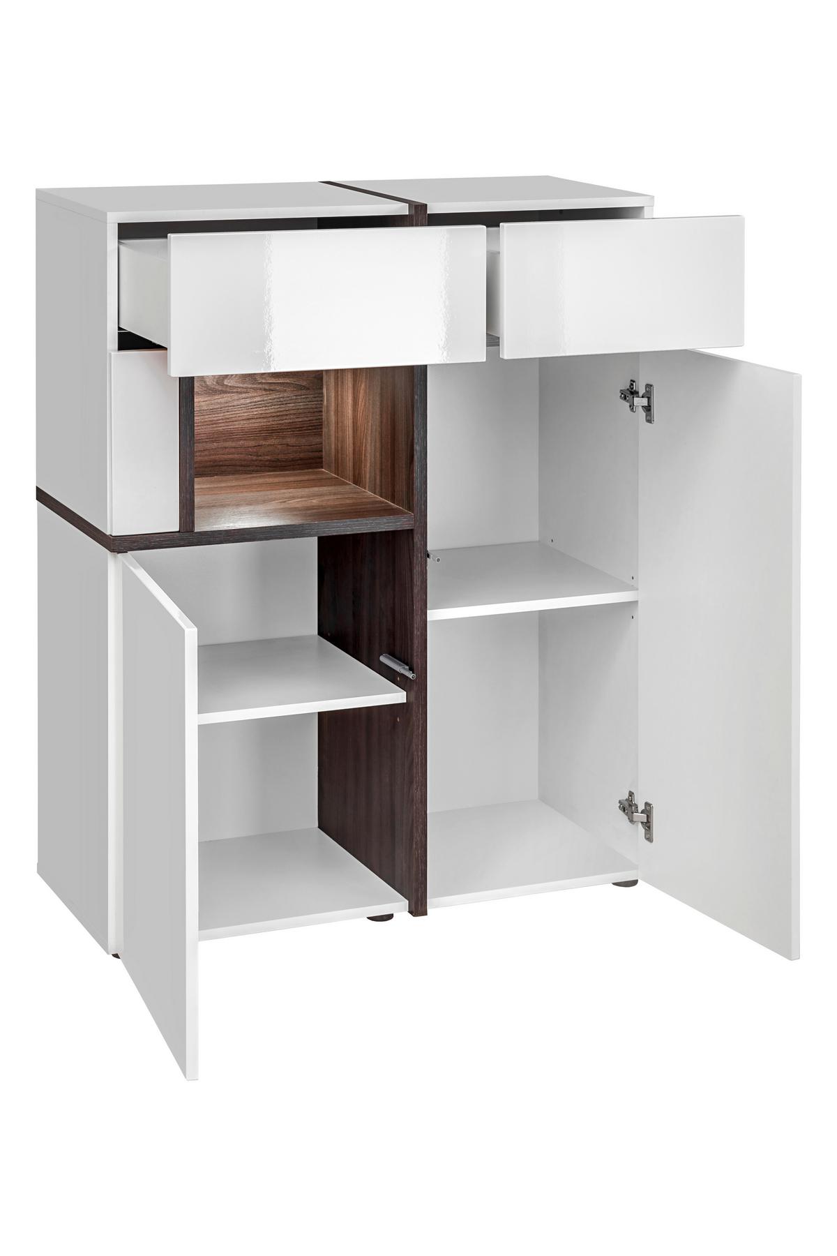 Wohnwand Cross Weiß/Ulmefarben - Ulmefarben/Weiß Hochglanz, MODERN, Holzwerkstoff/Kunststoff (330/195/50cm) - Premium Living