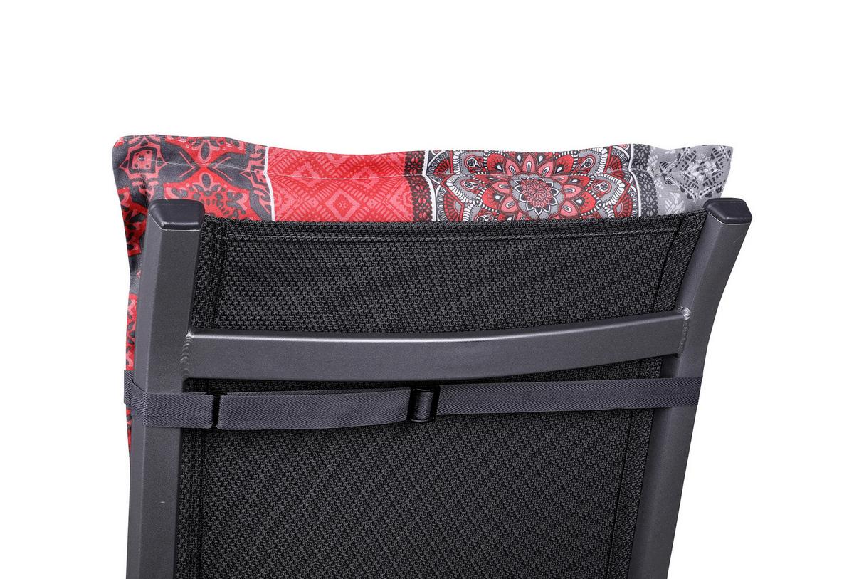 Sesselauflagenset Grau/Rot, 4-teilig - Rot/Hellgrau, Basics, Textil (50/7/100cm)