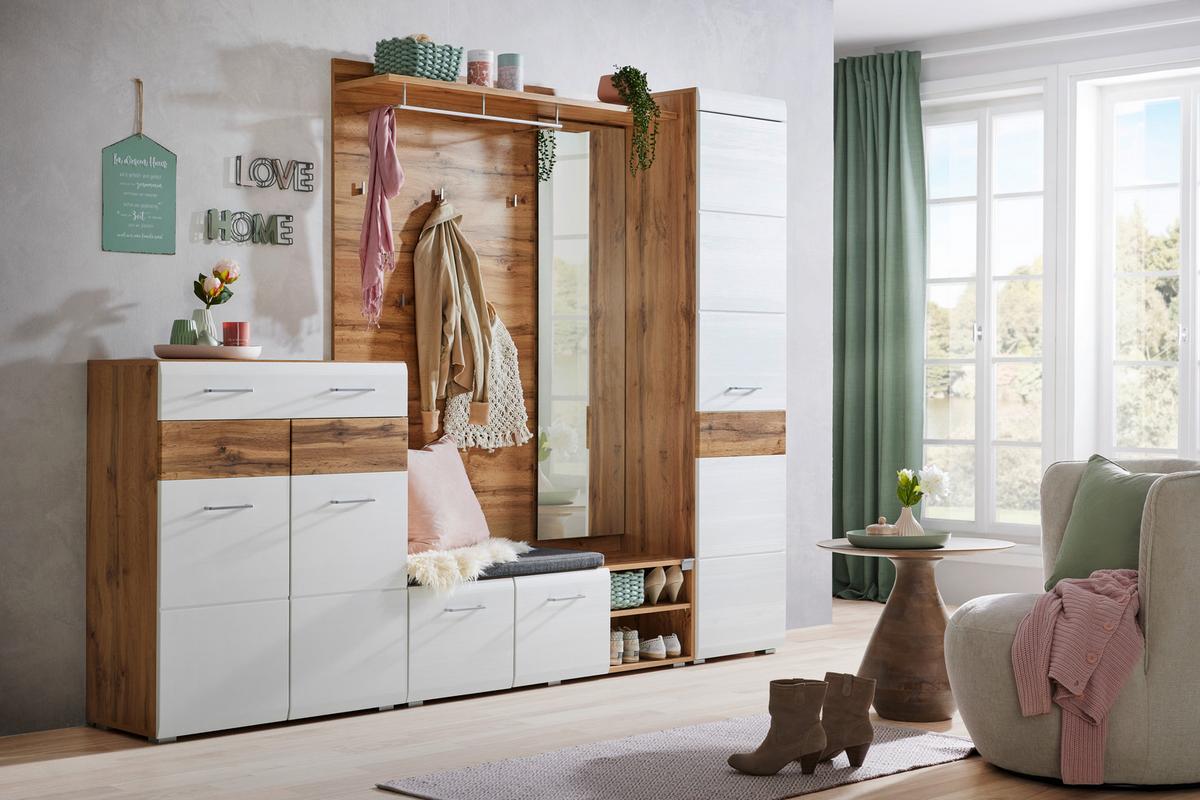 Garderobenschrank in Weiß/Eichefarben - Eichefarben/Weiß, KONVENTIONELL, Holzwerkstoff (46/200/40cm) - Mömax