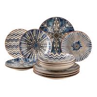TAFELSERVICE 934017, BUNT, POSTSICHER - Blau/Weiss, Basics, Keramik (36,3/36,5/34,1cm) - Mäser