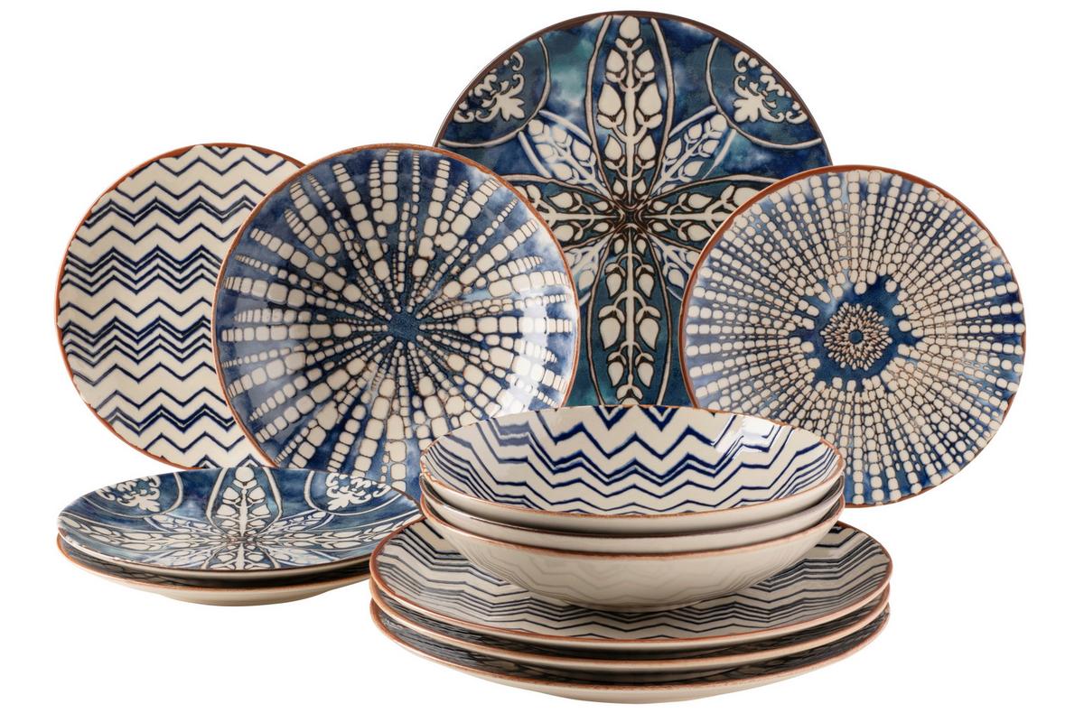 TAFELSERVICE 934017, BUNT, POSTSICHER - Blau/Weiss, Basics, Keramik (36,3/36,5/34,1cm) - Mäser