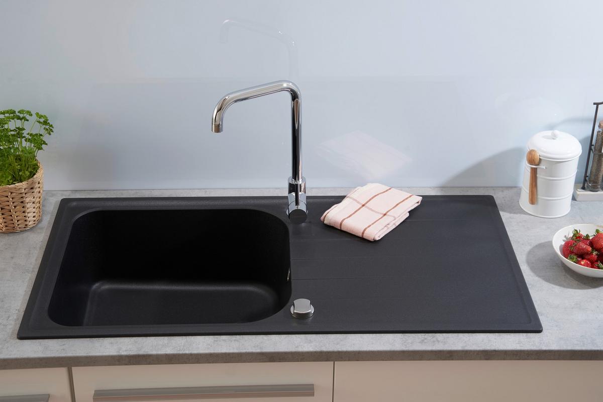 Granitspüle Orlando ca. 100x22,5x50 cm Schwarz - Schwarz, Trend, Stein (100/22,5/50cm) - Respekta