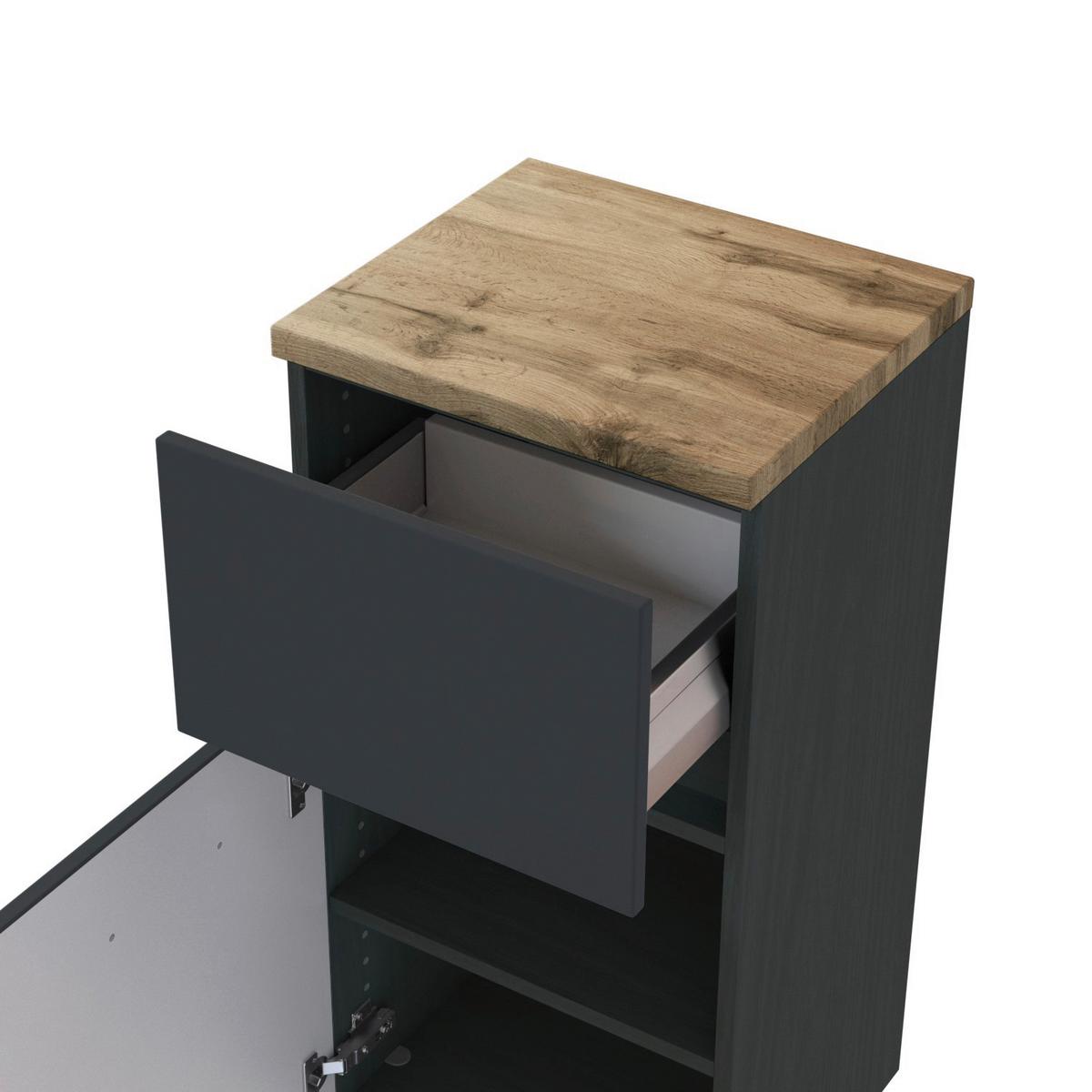 Unterschrank in Grau 'Pienza' - Eichefarben/Silberfarben, Basics, Holzwerkstoff/Kunststoff (40/79/35cm) - Held