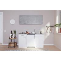 Miniküche Economy m. Geräten B: ca. 150cm Grau/Weiß - Alufarben/Weiß, KONVENTIONELL, Holzwerkstoff/Kunststoff (150cm) - Respekta