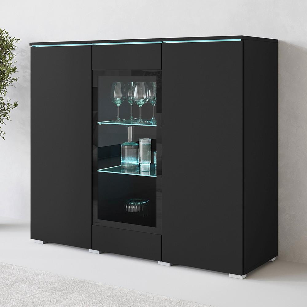 Visoka Komoda Vera 120, Črna, Led - črna/siva, Trend, umetna masa/steklo (120/103,3/39,5cm) - P & B