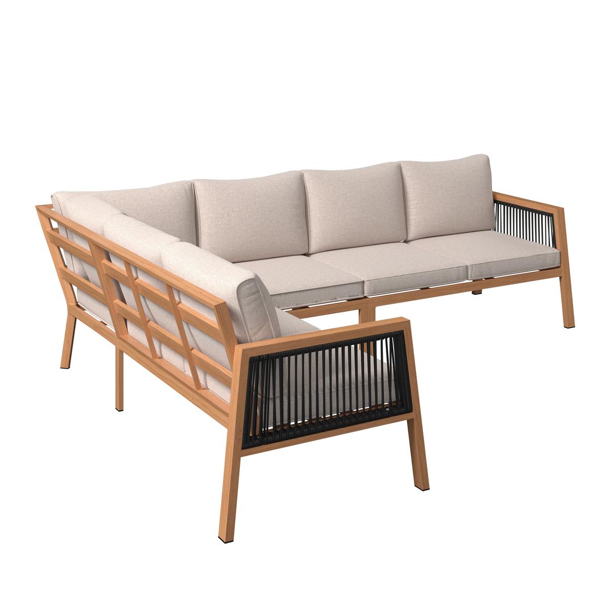 LOUNGEGARNITUR PORTO - Beige/Schwarz, Modern, Glas/Kunststoff