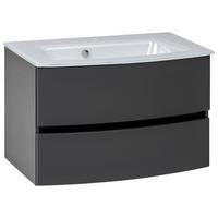 Waschbecken mit Unterschrank Kopenhagen B: 80 cm Grau/Weiß - Anthrazit/Graphitfarben, KONVENTIONELL, Glas/Holzwerkstoff (80cm) - Held