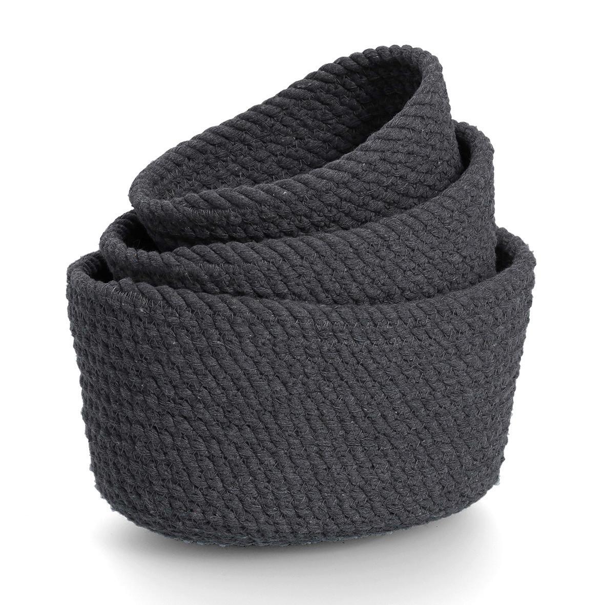 Korbset Dunkelgrau, 3er-Set - Dunkelgrau, Basics, Textil (24/17/13cm)